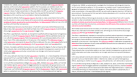 Side by side comparison of the same text (blurred). The one with silent changes is less red.